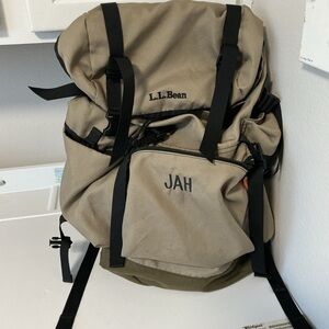 L.L. Bean Khaki and Black Continental Rucksack Backpack